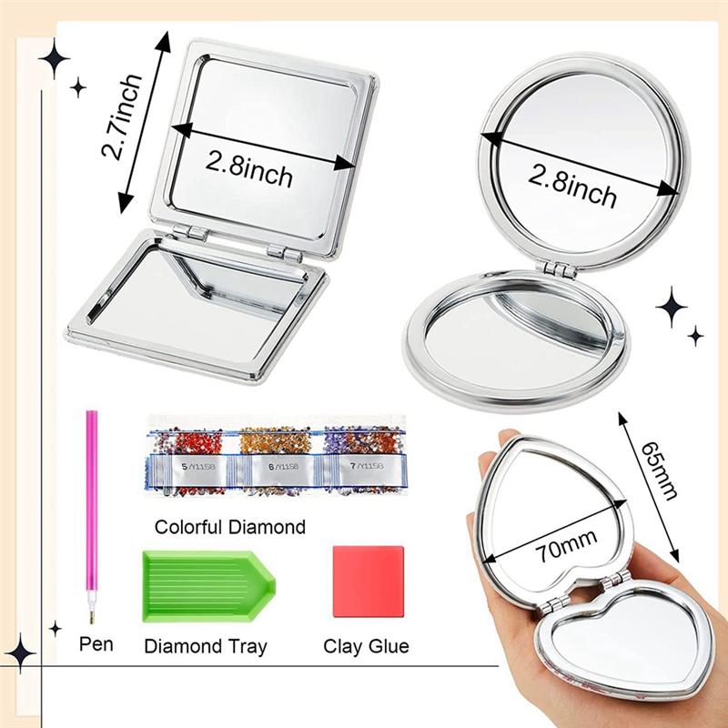 Promotion! 4Pcs Diamond Paint Mirror Compact DIY Mandala Mirror Folding Purse Mirror For Adults Kids Beginners