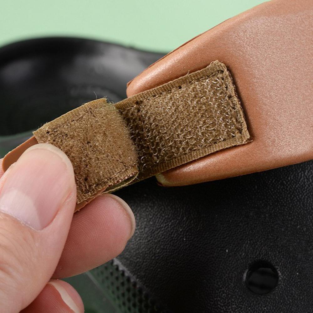1 Pair Of Hole Shoes Back Strap With Fixed Buckle, Grey