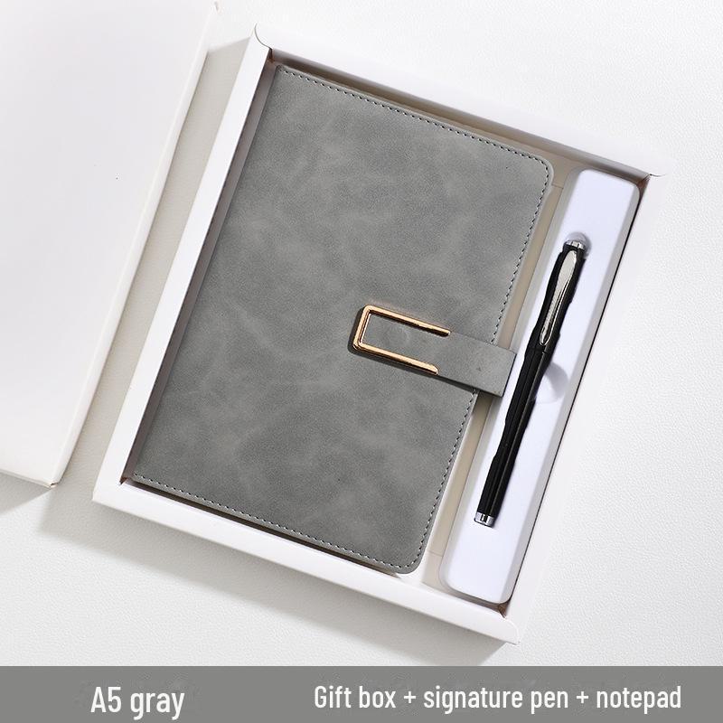 Premium Thickened A5/B5 Notebook with Buckle Closure and Gold Stamped Logo for Business and Student Use