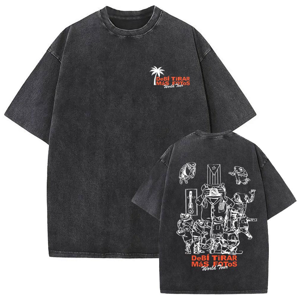 Rapper Bad Bunny Washed Vintage Tshirt DeBi TiRAR MaS FOToS DTMF Merch T Shirts Men Women Fashion Hip Hop Tshirts Streetwear S