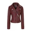 Womens Slim Fit PU Leather Jacket Short Motorcycle Style Zip Snap Button 2025