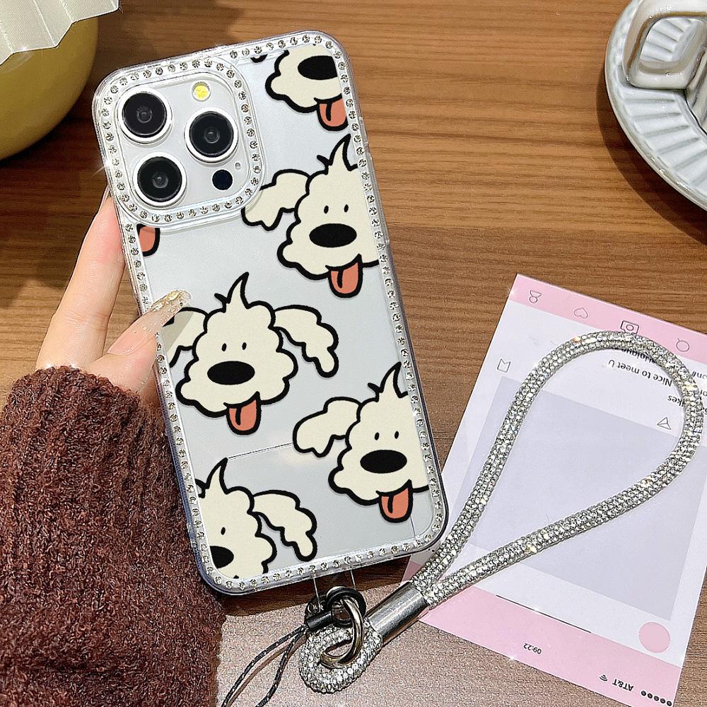Bracelet Chain Phone Case For iPhone 17 16 15 13 14 for 17Air 17 12 14 16 Pro 17 14 16 Pro Max Sparking Diamond Cute Pattern Hard Cover With Lanyard