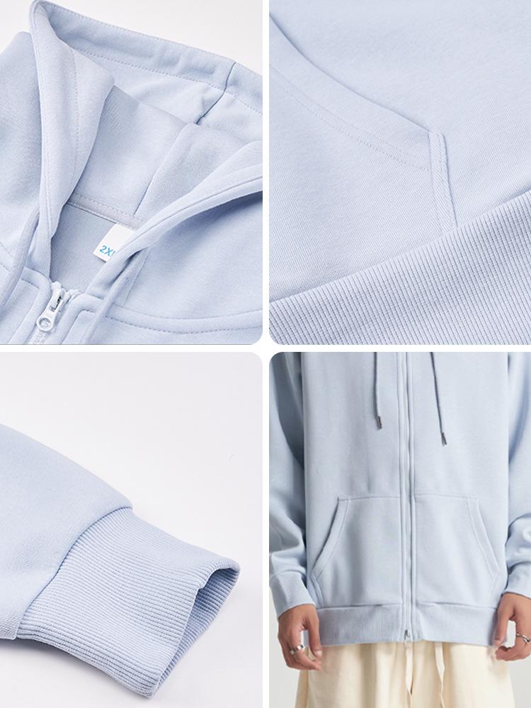 Custom Men's 330g Regular Fit Zip-Up Hoodie with Logo Print