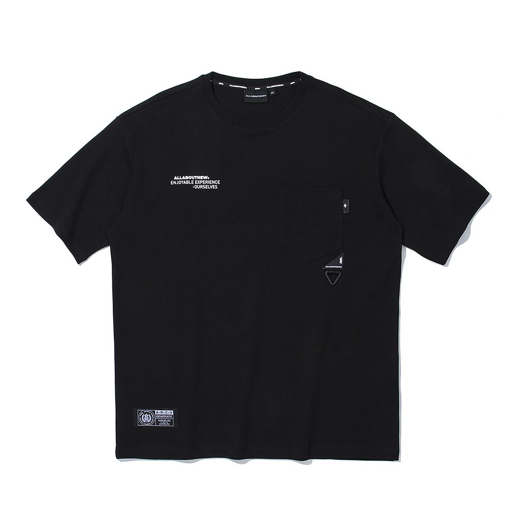 ALL ABOUT NEW Label Patch Pocket Short Sleeve T-Shirt Black Iny2Tm27Abk