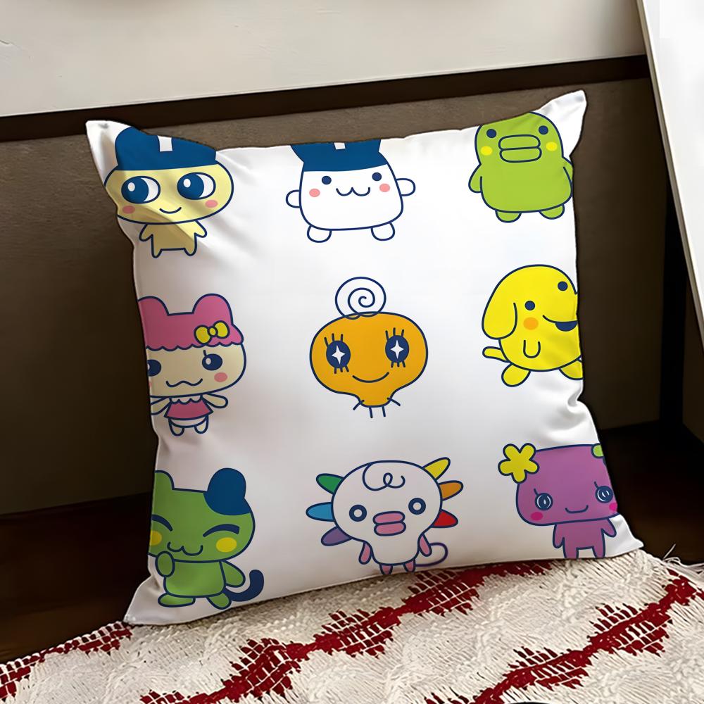Cute TTamagotchi Cushion Cover Reversible Soft Durable Pillow Cover Home Car MultiScene Use for Daily Comfort