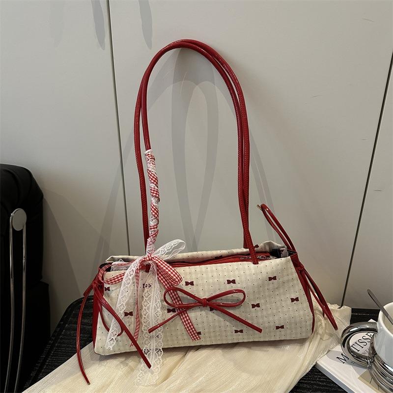 Niche High-end Underarm Bag Women's New Bow Printed Commuter Bag Fashionable Shoulder Handbag