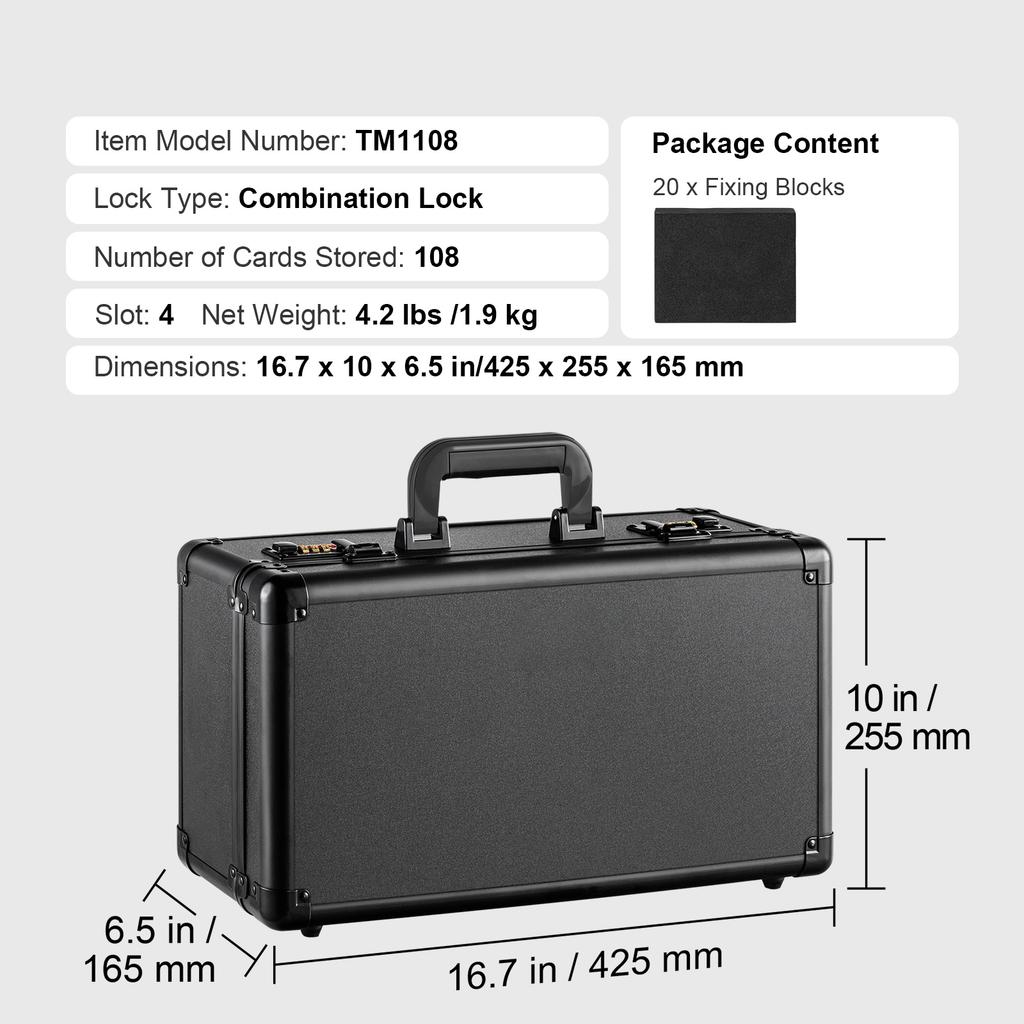 SucceBuy Graded Card Storage Box 4 Slots or 5Slots with Key Lock or Coded Lock Foam Dividers for 96/108/120/162 PSA Graded Cards