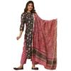 GoSriKi Women's Cotton Blend Straight Printed Kurta with Pant & Dupatta (Green-JORAV-GS_L_Green_Large)