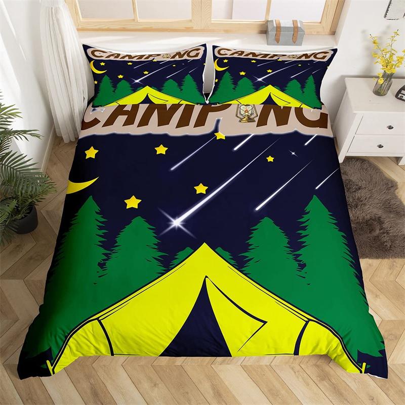 Camping Duvet Cover Galaxy Comforter Cover Microfiber Farmhouse Style Bedding Set King For Boys Girl Camper Lovers Birthday Gift