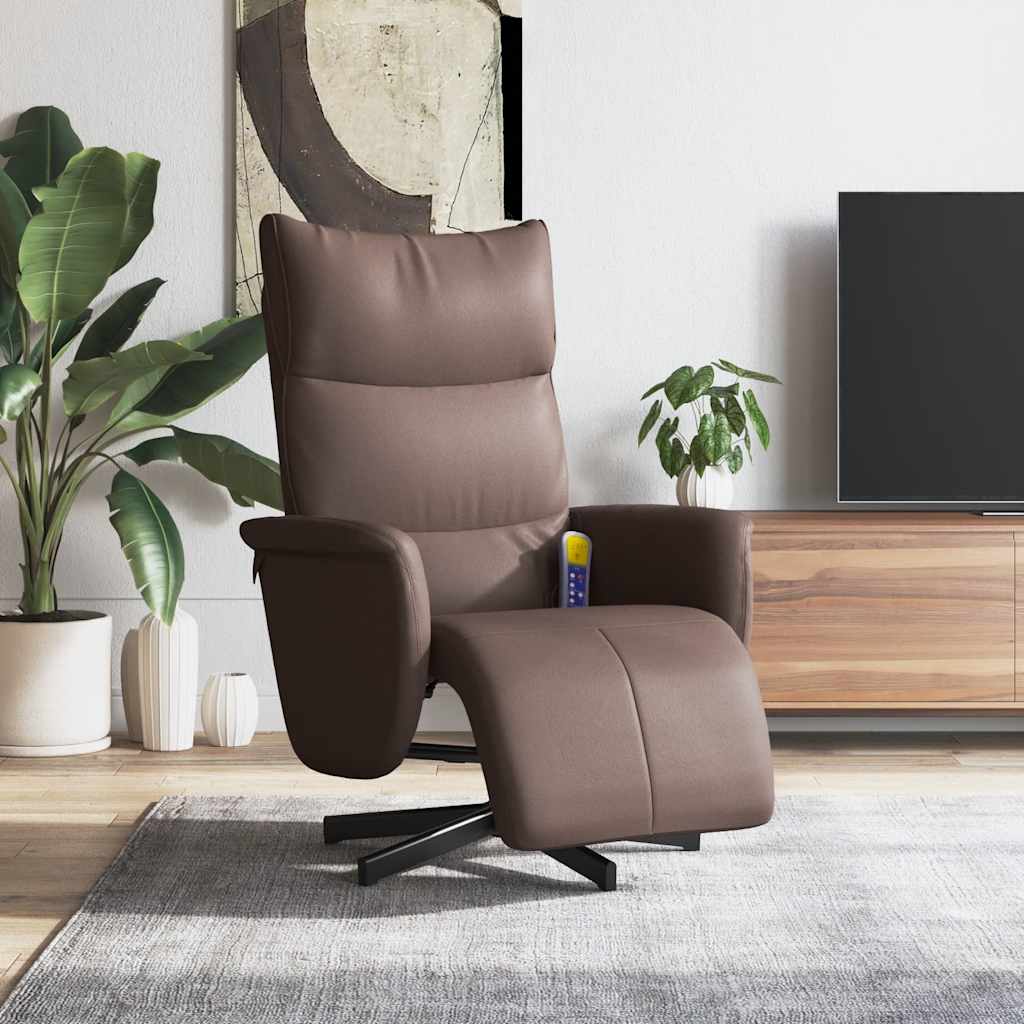 Vidaxl Ausklappbarer Massagesessel mit Fußstütze, Braun, Kunstleder