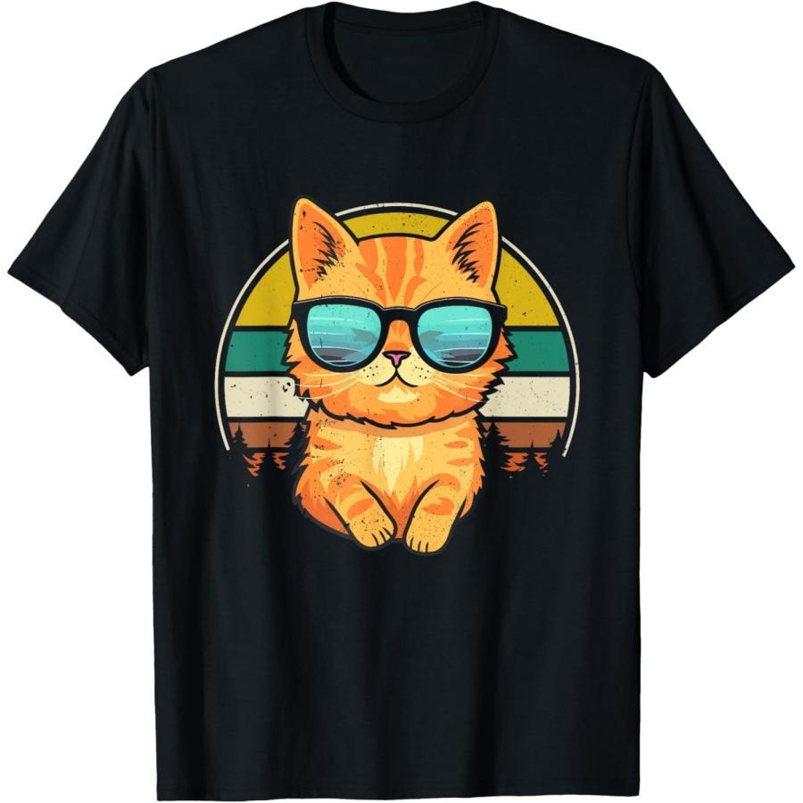 

Vintage Style Orange Tabby Cat Friendly Wearing Sunglasses T-Shirt for Men Women Girls Kids(1) XXXXXL чорний