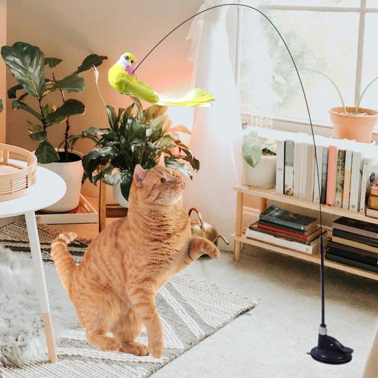 Cat Teaser Toy Suction Cup Base Exercise Training Interactive Toy Funny Cat Toy Pet Stick Toy for Kitten