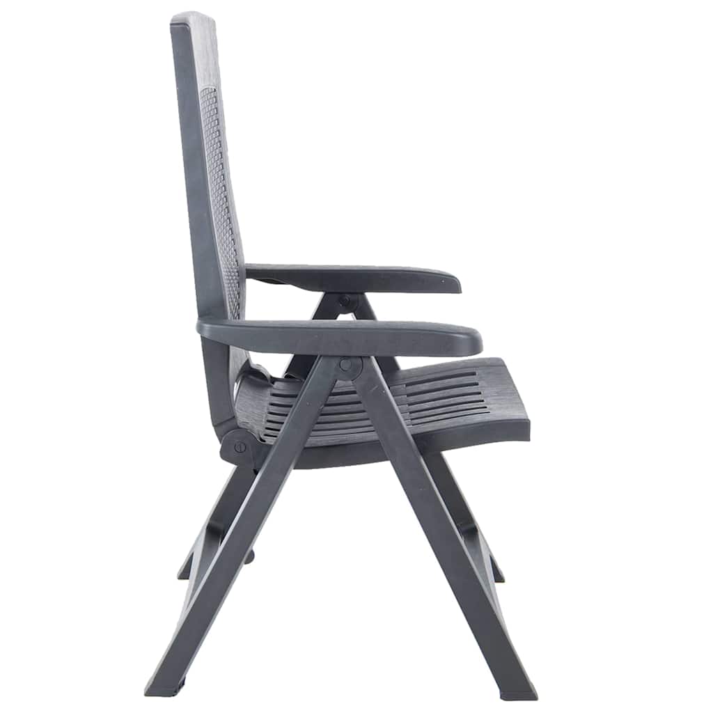 vidaXL 2 Pieces Adjustable Folding Chairs Made of Plastic, Anthracite