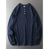 Henley Shirt American Style Heavy Men's Long-Sleeved 100% Cotton Coat Foreign Trade Export Original Last Order Men's G Henry Collar T-shirt