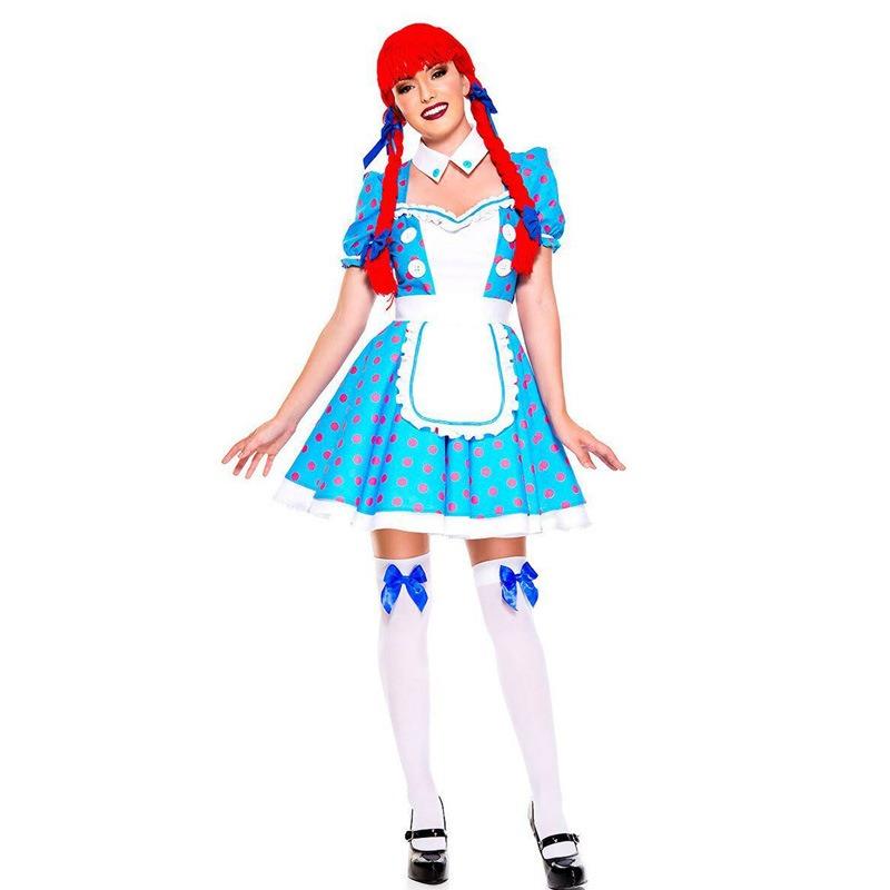 New Halloween Blue Cute Maid Costume Clown Costume Nightclub Bar Performance Costume Team Performance Costume