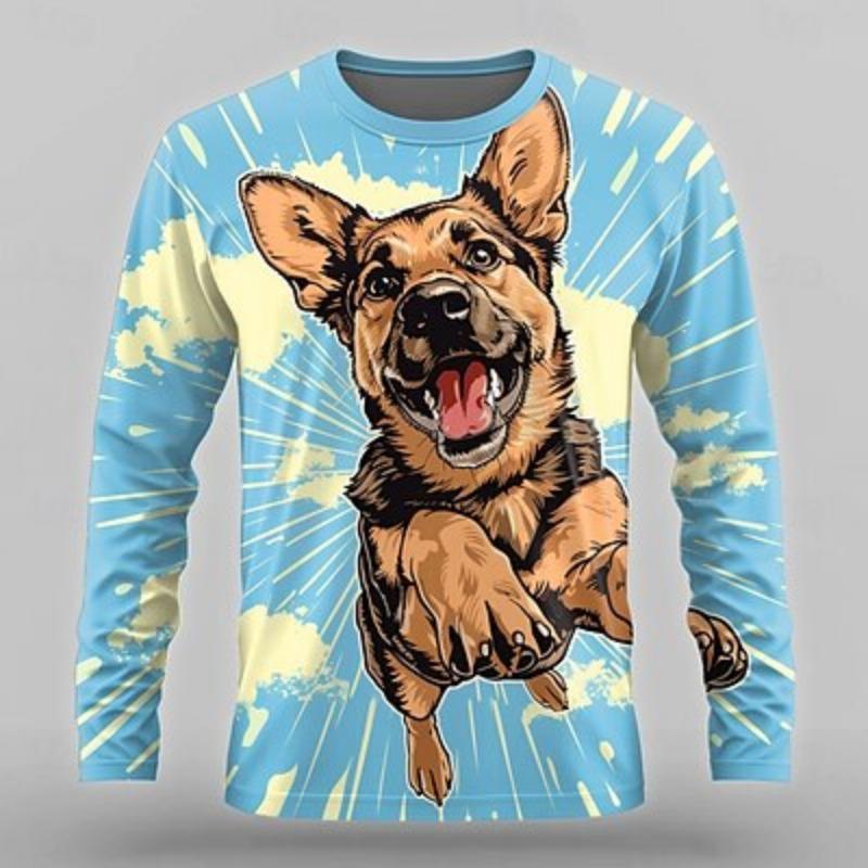 

Футболка Dog Funny Designer Retro Vintage для мужчин с 3D-принтом, уличная повседневная футболка с длинным рукавом и круглым вырезом, летняя и весенняя одежда XL