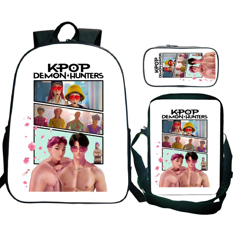 3tlg KPop Dämonenjäger Rucksäcke Huntrix Mädchen Kinder Studenten Schultaschen Zoey Rumi Mira Saja Jungen Kinder Schultaschen Unisex Mochila
