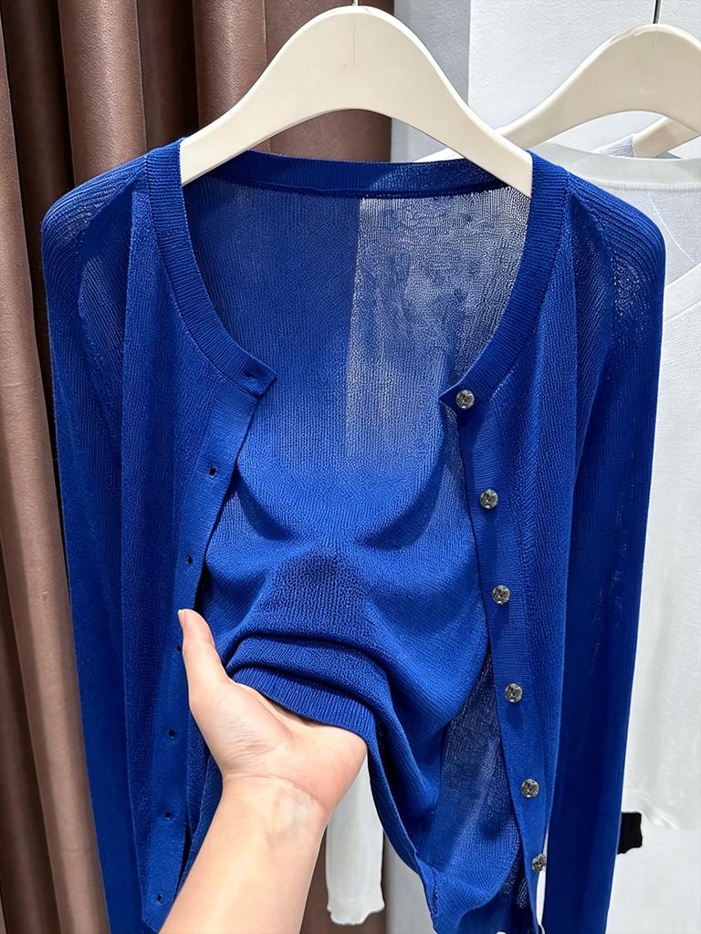 Women's Plus Size Crew Neck Cardigan