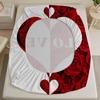 White Red Fitted Sheet Set Rose Heart Love 3D Printed 100% Polyester Mattress Covers Breathable Bedding Set With 2 Pillowcases