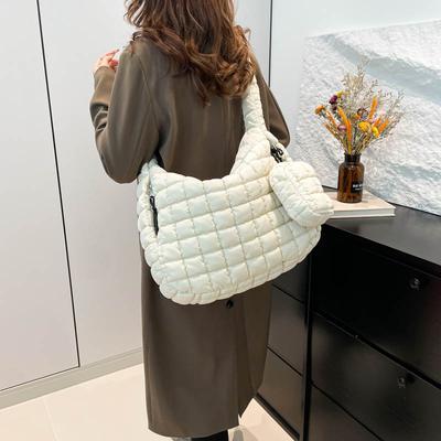Folded Cloud Bag Fashion Letter Bag One Shoulder Handheld Dumpling Bag Down Cotton Underarm Women's Bag