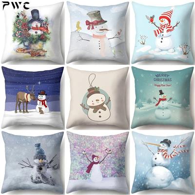 Weihnachtsmann Schneemann Aufdruck Sofa Dekorative Kissenhülle Kissen Kissenbezug Polyester Wurfkissen Heimdekoration Kissenbezug