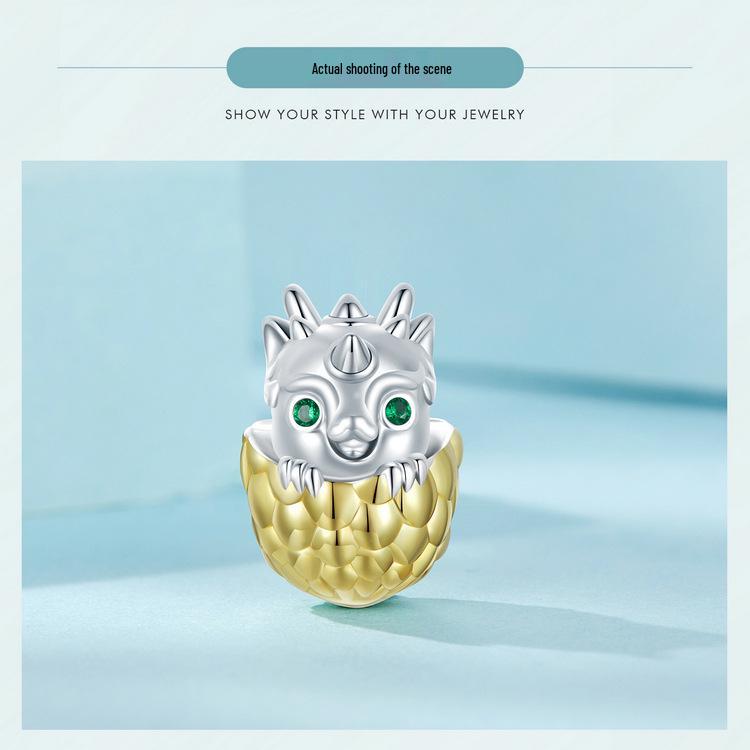 Silver Ziyun Dragon Egg DIY Beaded Bracelet, S925 Sterling Silver, New Year's National Trend Style.