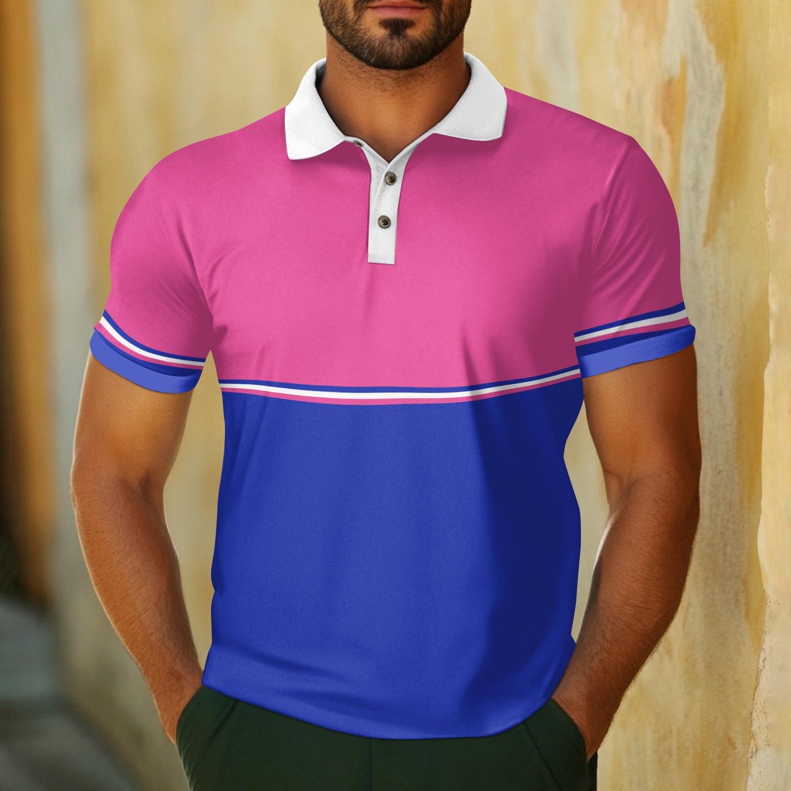 Men s Casual Breathable Short Sleeve Striped Plaid Printed  Shirt XL