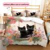 Pink Bombay Cat Pattern Bedding Home Decoration Birthday Gift (1 * Duvet Cover + 2 * Pillowcase, Without Core)