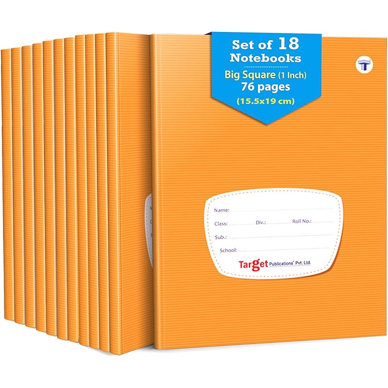 Target Publications Big Square Ruled Notebooks | Square 9 Mm | 76 Pages | Hard Brown Cover | 15.5 Cm X 19 Cm Approx | Ma