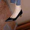 New Temperament Single Shoes Retro Pointed Toe Shallow Mouth Special-shaped Heel Non-slip Versatile High Heels