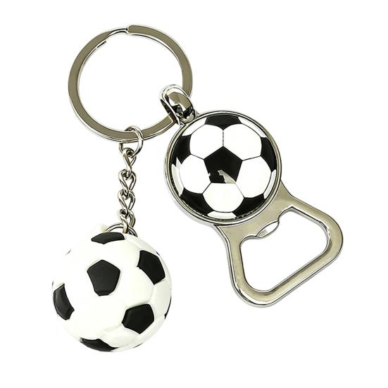 Keychain Pendant, Thickened Stainless Steel Bottle Opener Key Chain, Football Pattern Waterproof Multifunctional Key Ring Fan Gift Bar Accessory