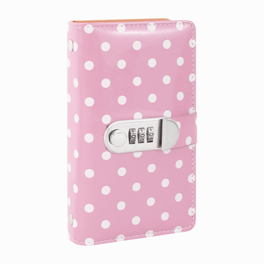 PU Leather Cash Savings Binder 100 Pockets Polka Dot Design Cash Envelope Savings Book with Combination Lock розовый