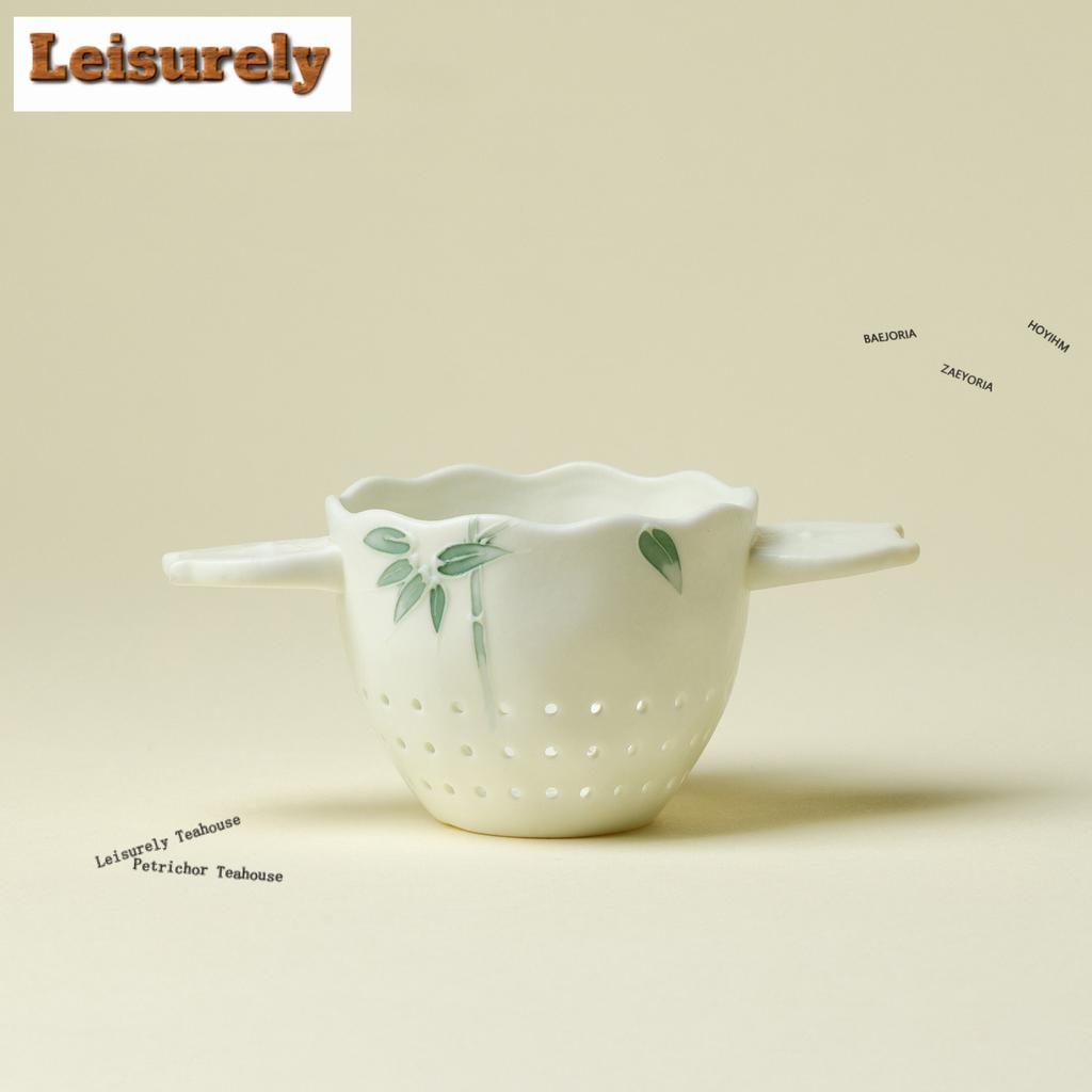 Hand-painted Green Bamboo Shadow Tea Separator Infusor Aesthetic Tea Strainer Dispenser Tea Maker Tea Filter Tableware Ornaments