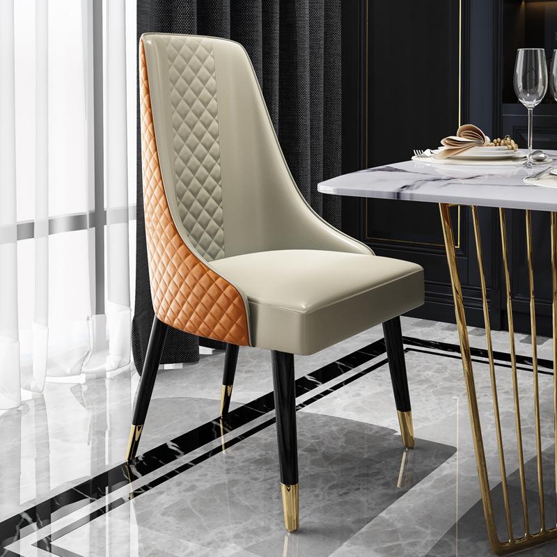 Nordic Luxury Leather Dining Chair with Armrests for Home, Office, or Coffee Shop