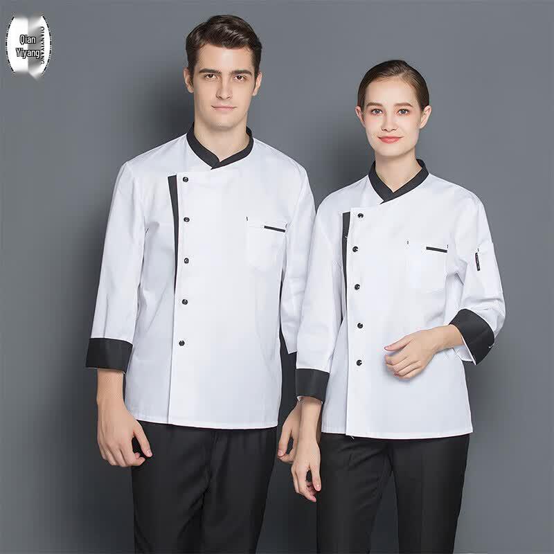 QiYiYang Unisex Rotes Langarm-Kochuniform-Oberteil