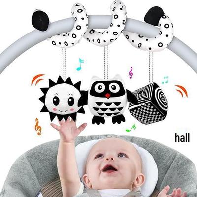 Black & White Bee Crib Wrap Toy with Bells - Cartoon Animal Design, In Stock