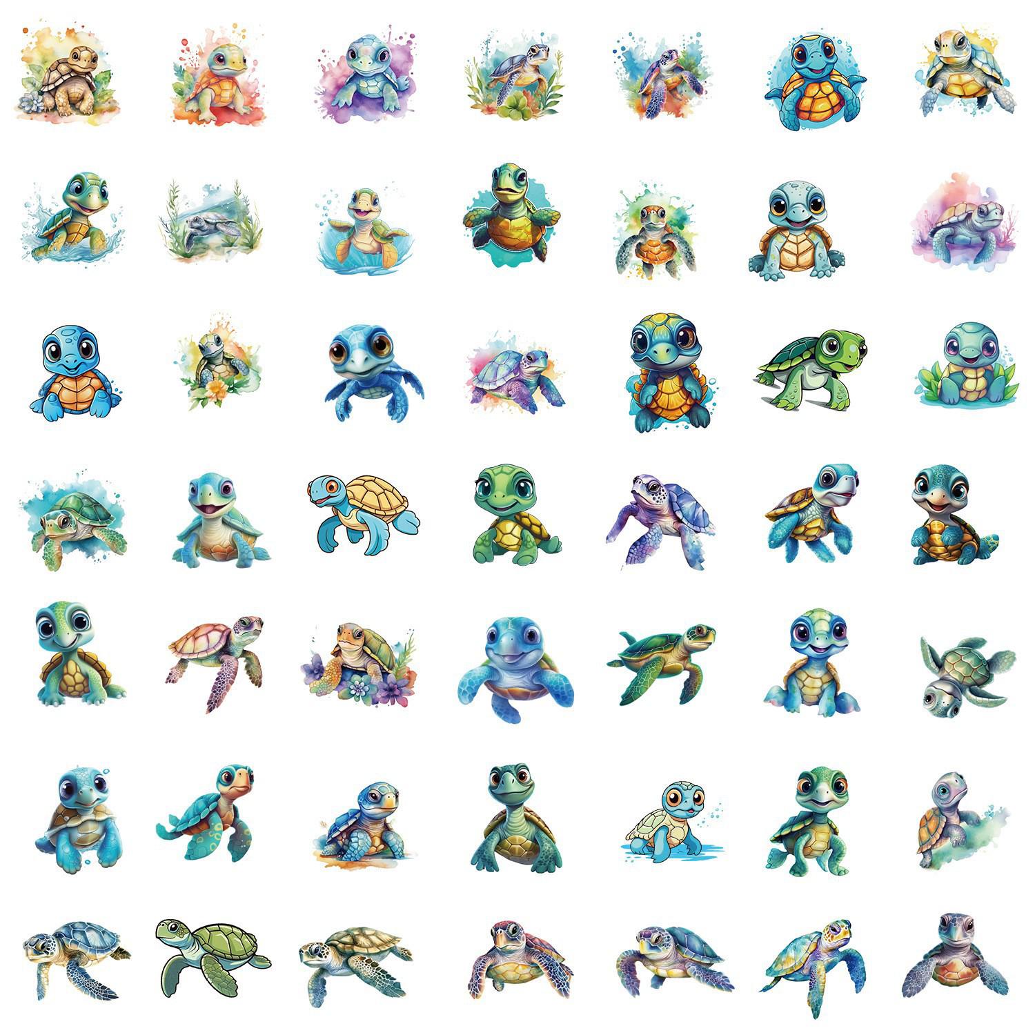 Cute Ocean Series Waterproof Stickers - 50 Sheets for Water Cups & Marine Life Decoration