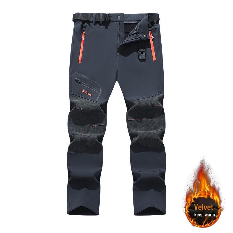 Men's Windproof Waterproof Plus Velvet Softshell Pants for Hiking, Skiing, and Mountaineering - Warm and Thick for Autumn and Winter