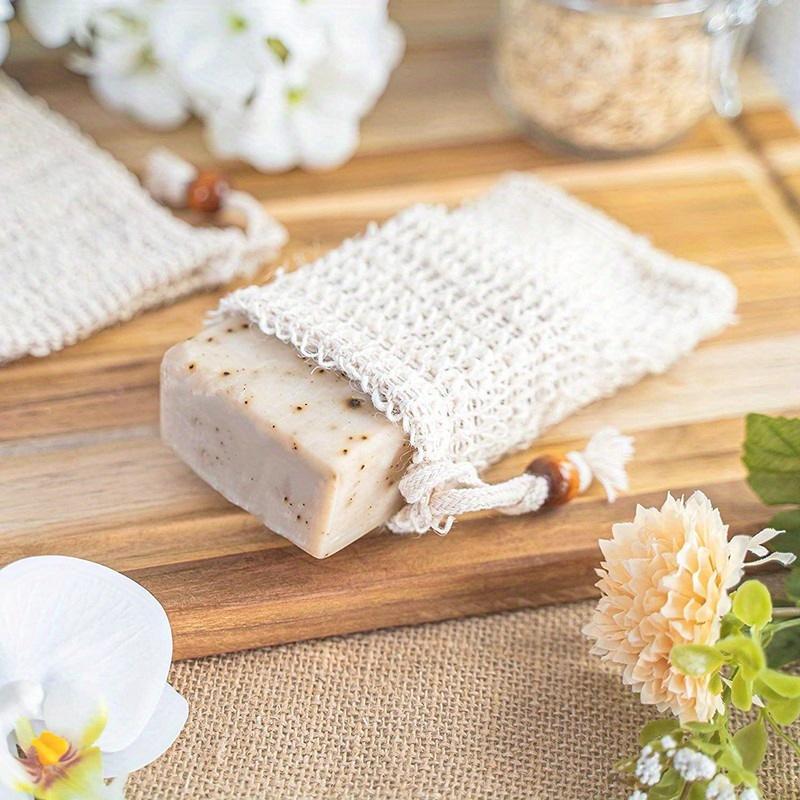 Soap Bag Set Natural Ramie Mesh Exfoliating Double Layer Foam Soap Protection Eco Shower Sponge Bag Loofah Bathroom Essentials