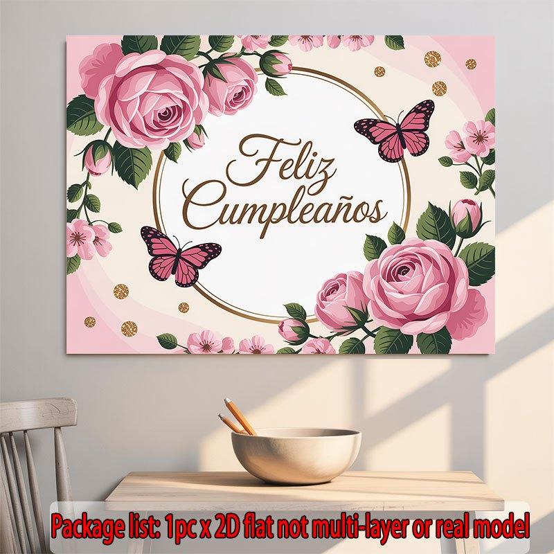 Party Backdrop Floral Flat Feliz Cumpleaos Events Wedding Coming Ceremony Four Photo Booth Background Front Door Decor