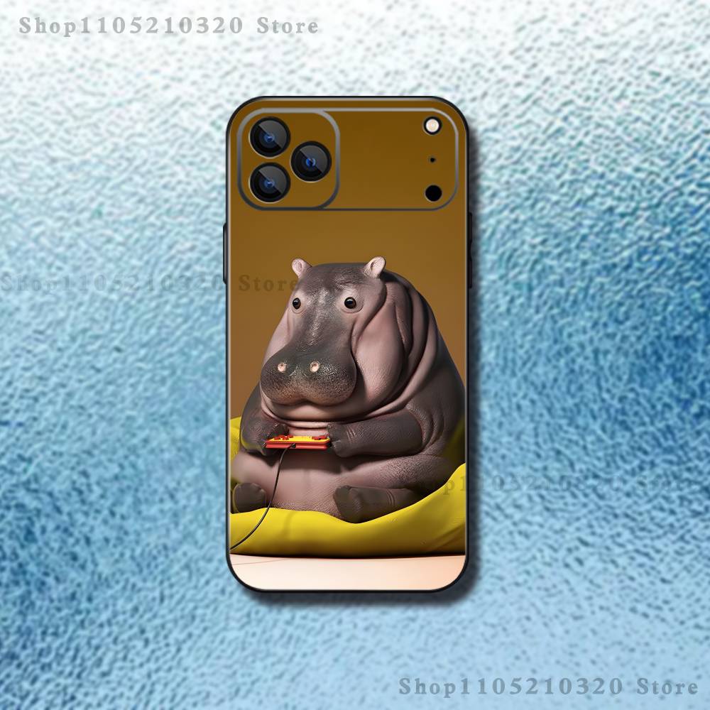 Cute Hippo Hippopotamus Phone Case For iPhone 17,16,15,14,13,12,11,Pro,Max,Plus,E,Air,Mini Protective TPU Cover