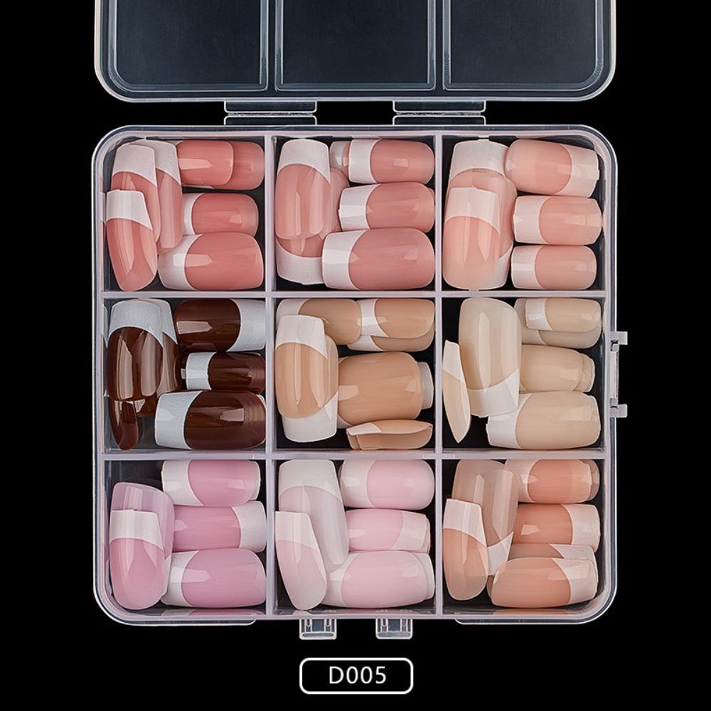 108pcs Mixed Color Fake Nail Almond Coffin Press On Nails New French False Nail  DIY