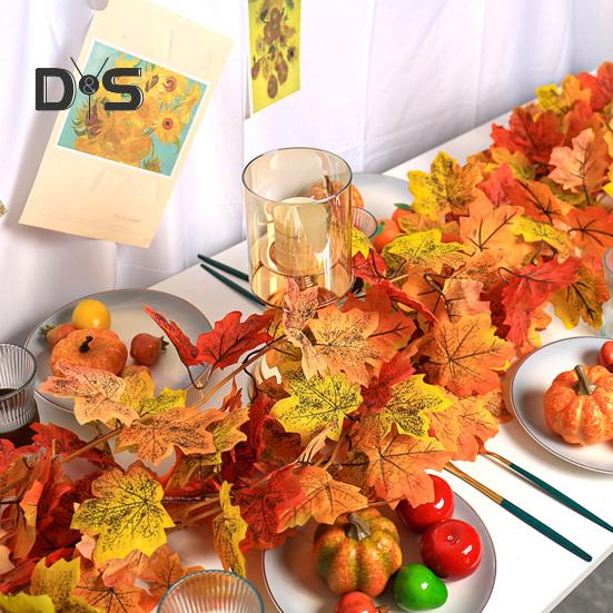 175/200CM Künstliche Ahornblattgirlande für Haus, Garten, drinnen und draußen, zum Aufhängen, künstliche rote Blätter, Pflanzen, Reben, Halloween, Erntedankfest, Dekoration