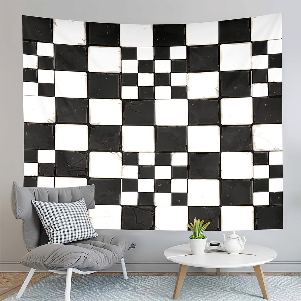 Checkerboard Tapestry Black and White Pattern Tapestry Abstract Style Tapestry Wall Hanging Tapestries Living Room Bedroom Dorm