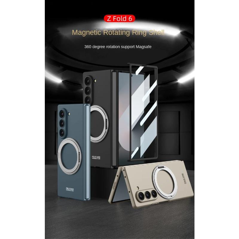 Galaxy Z Fold6 for Wireless Charging Magnetic Phone Case for Samsung Galaxy Z Fold 6 Fold 6 5G Rotating Bracket Protective Cover Holder Stand