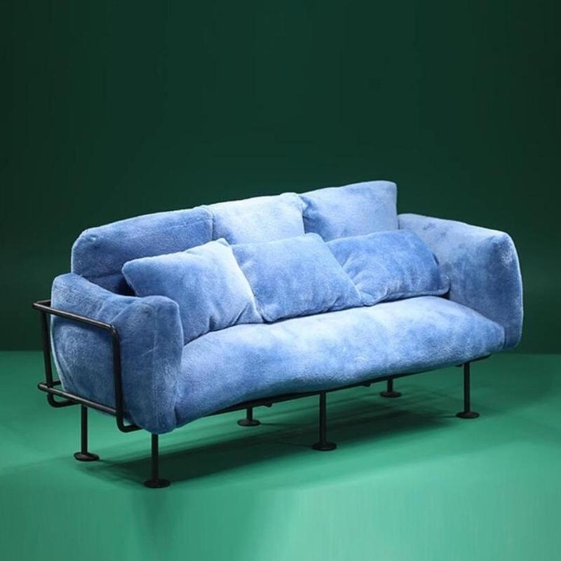 European Styles Velvet Sofa Furniture With Removable Cushion And Metal Frame for 1/6 Doll House Scene Display Accessories