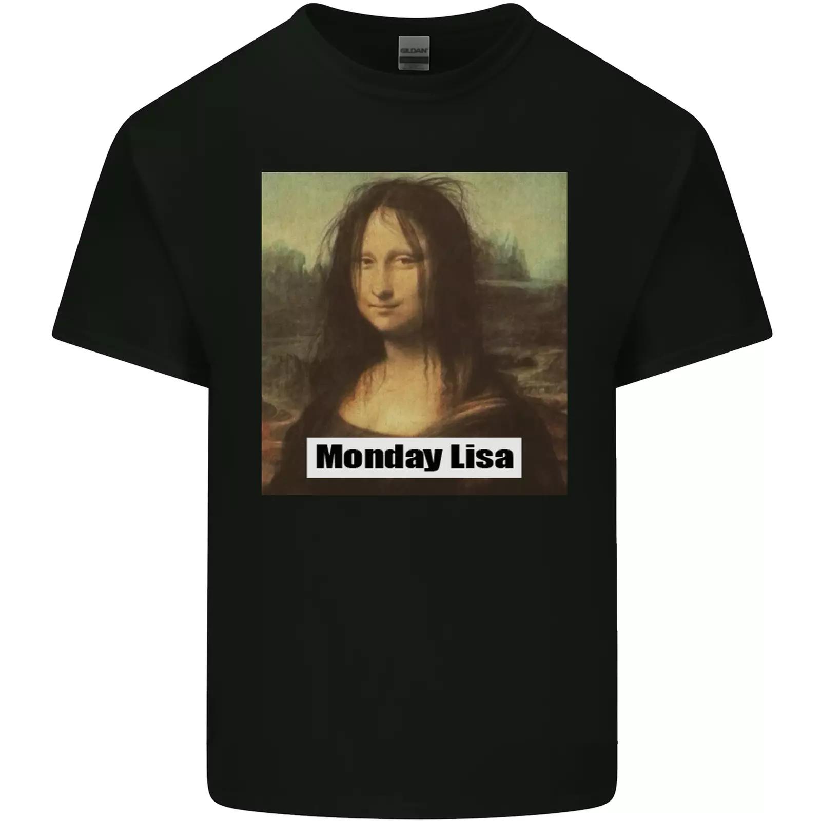 

Mona Lisa Parody Monday Lisa Mens Cotton T-Shirt Tee Top L