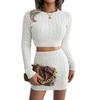 Women Knit Slim Two Piece Set Solid Color Twist Crop Sweater And Hip Skirt All Match Sizes S-L Autumn Winter