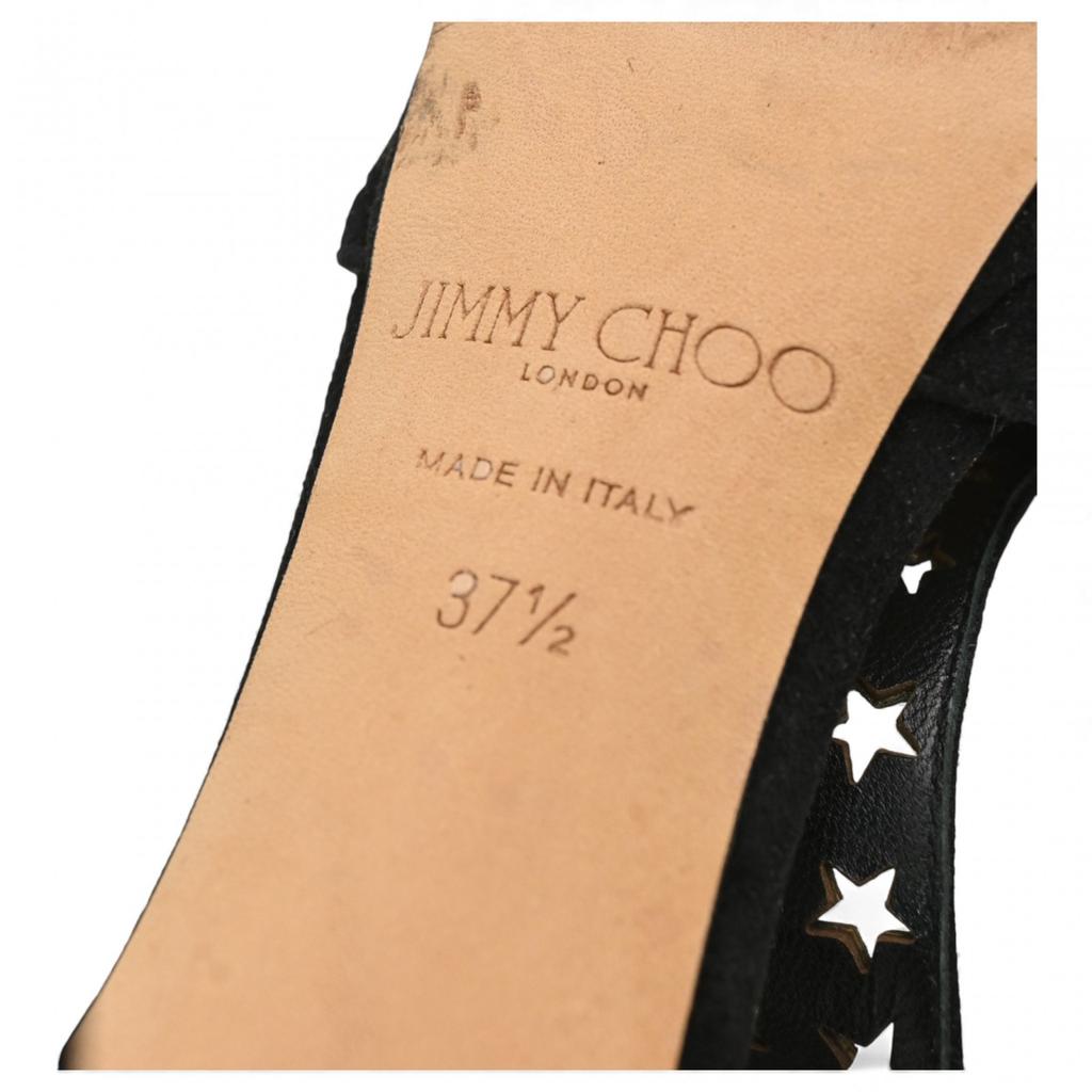 Auth JIMMY CHOO Lochsandalen mit Lochmuster-Sternabsatz Schwarz ji8803ss Gebraucht