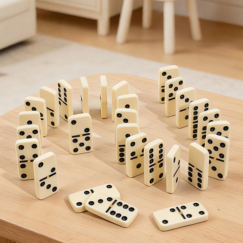 Dominoes Set for Adults Classical Board Games Double Six Dominos Game Set with Spinner Tiles with Wood Case 2-4 Players Chess